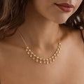 14K Gold Plated Dainty Drop Necklace, White Color CZ Dangle Choker, 925 Sterling Silver