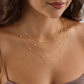 14K Gold Plated Dainty Layered Necklace, Triple Layer Cubic Zirconia Necklace, 925 Sterling Silver