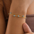 14K Gold Plated Evil Eye Bracelet, Double Layer Nazar Bracelet, 925 Sterling Silver