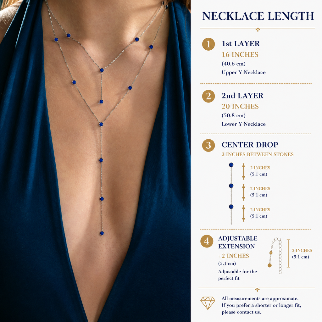 18K Gold Plated Emerald Green CZ Double Layer Y Necklace – 925 Sterling Silver