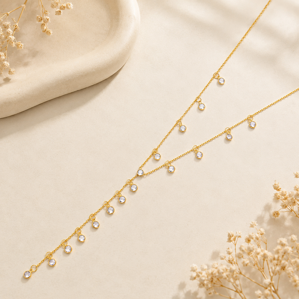 Sapphire Blue CZ Lariat Y Necklace – 925 Sterling Silver