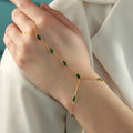 18K Gold Plated Emerald Green CZ Hand Chain Bracelet – 925 Sterling Silver