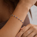 14K Gold Plated 925 Sterling Silver Navy Blue Evil Eye Bracelet