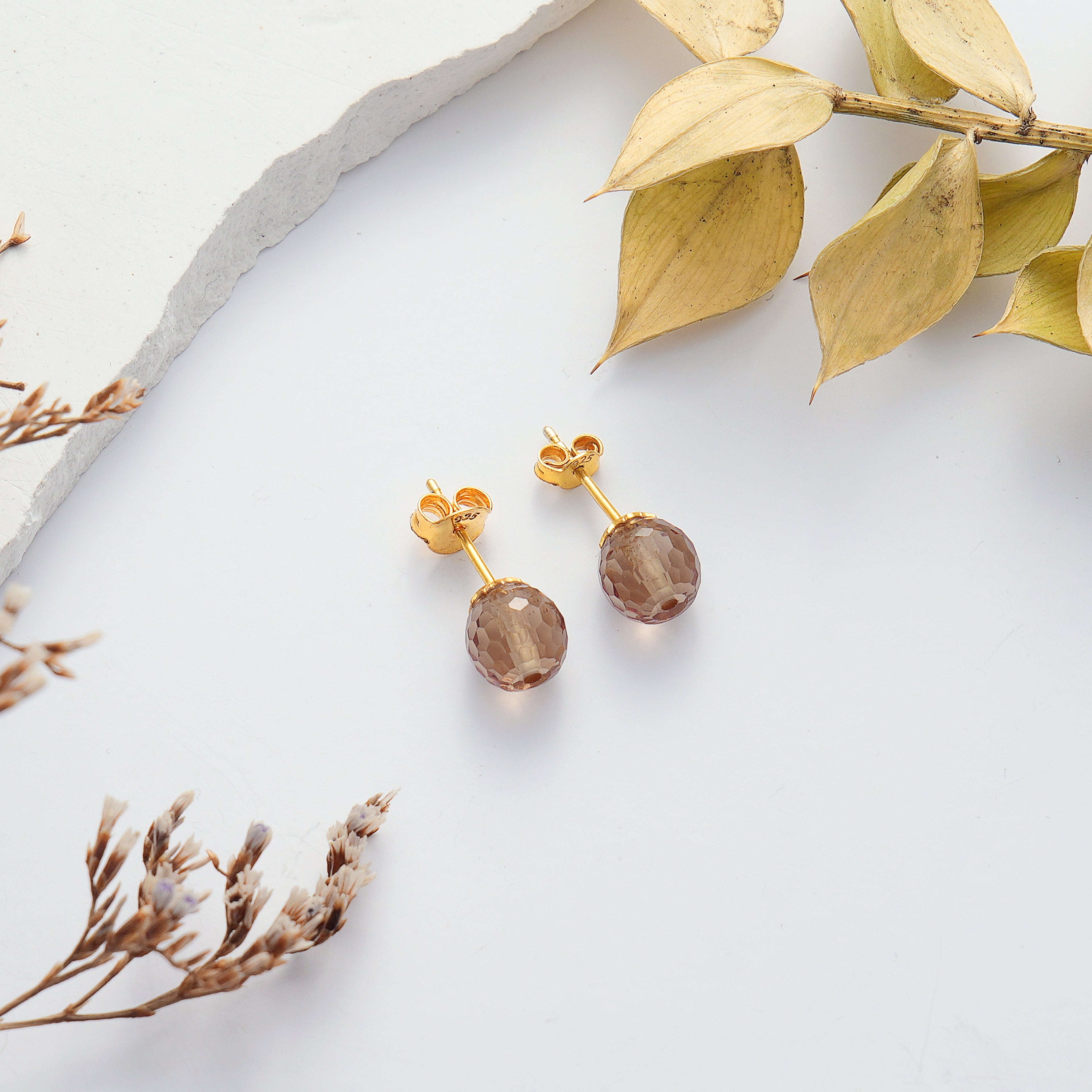 14K Gold Plated Color Changing Gemstone Drop Earrings in 925 Sterling Silver