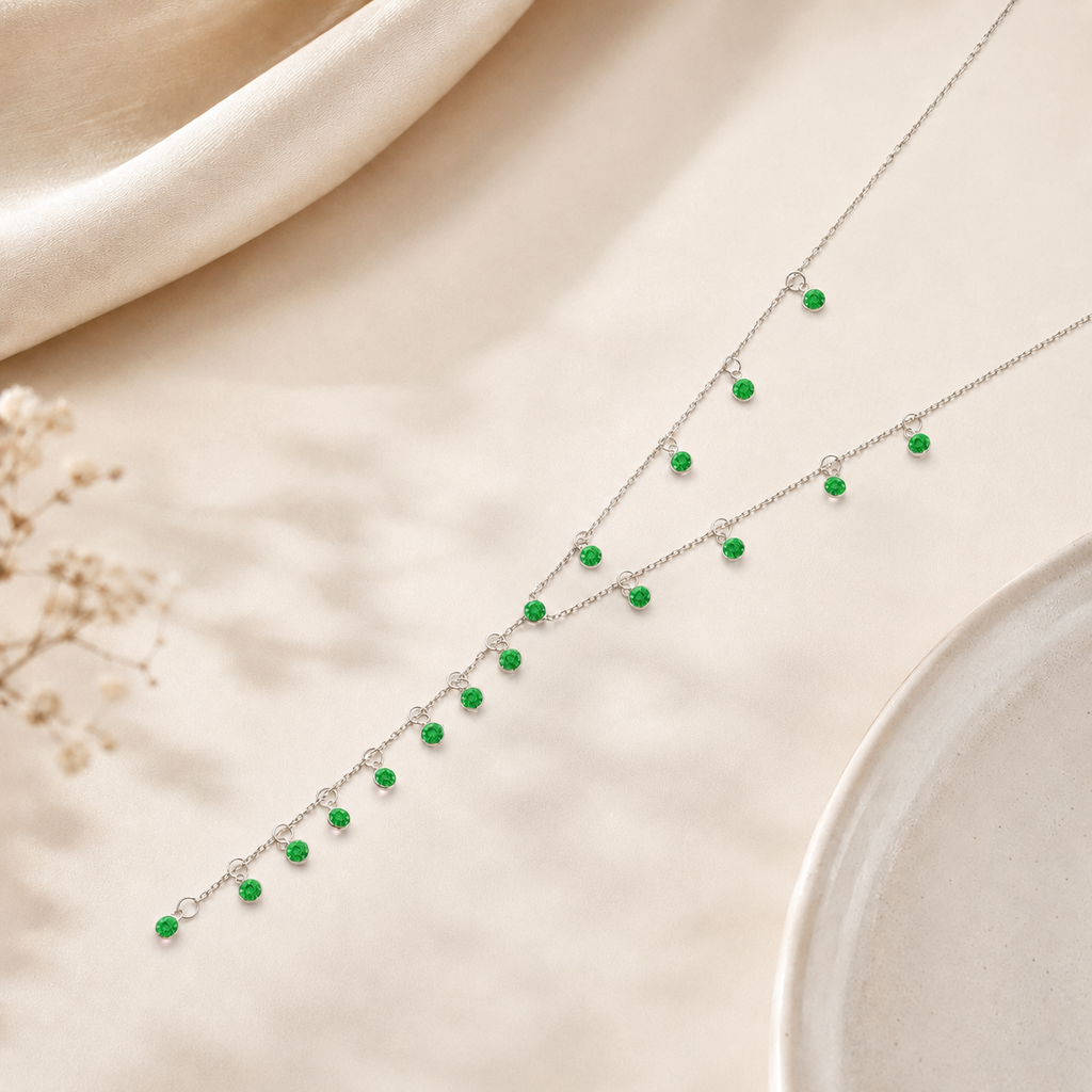 Sapphire Blue CZ Lariat Y Necklace – 925 Sterling Silver