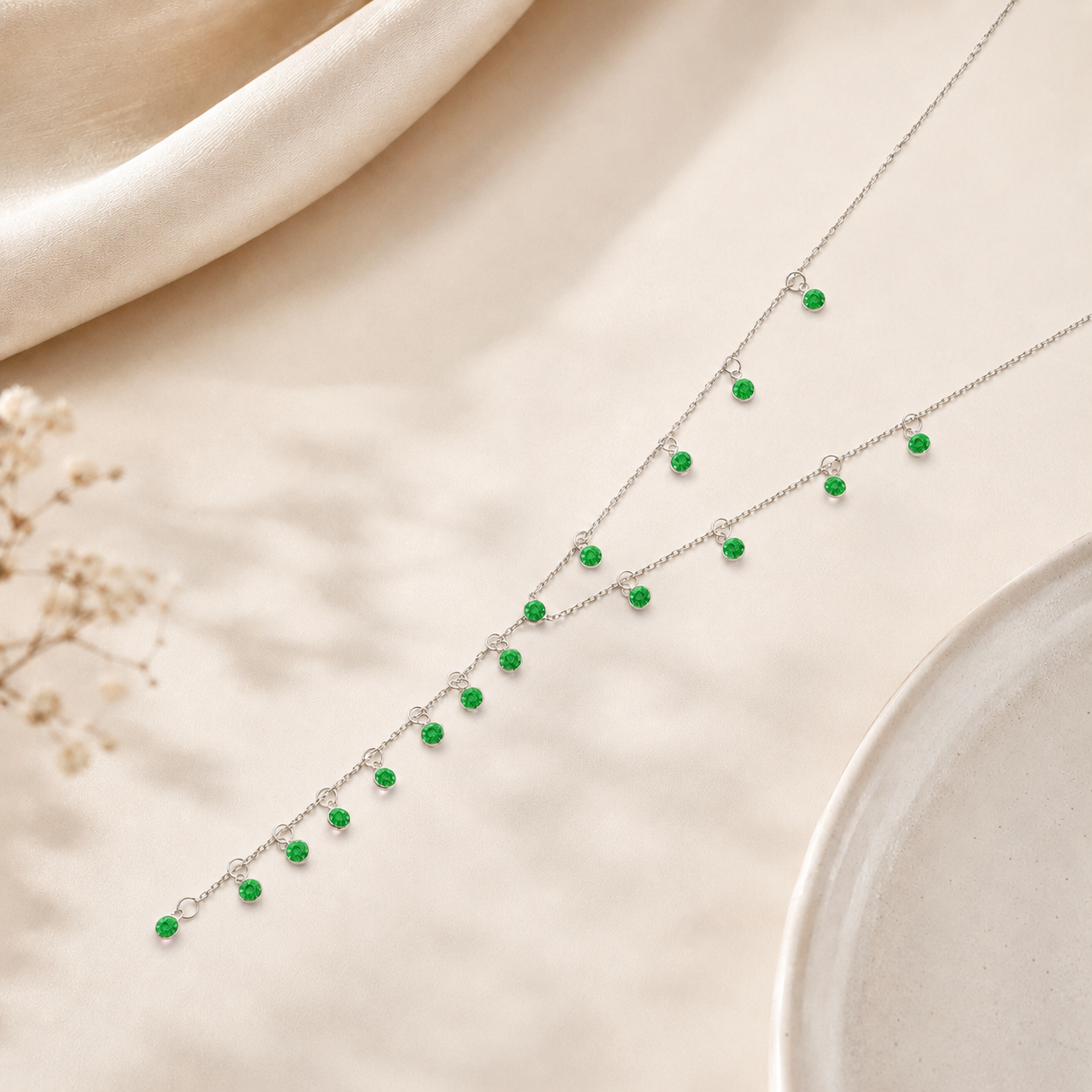 Sapphire Blue CZ Lariat Y Necklace – 925 Sterling Silver