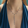 Sapphire Blue CZ Lariat Y Necklace – 925 Sterling Silver
