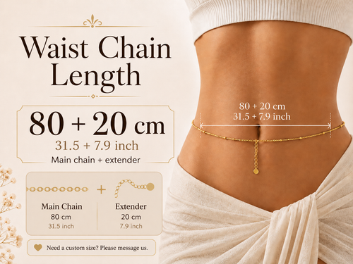 14K Gold Plated CZ Belly Chain, Layered Waist Chain with Side Drop, 925 Sterling Silver