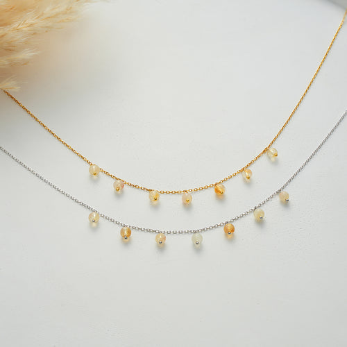 14K Gold Plated 925 Sterling Silver Natural Citrine Drop Necklace